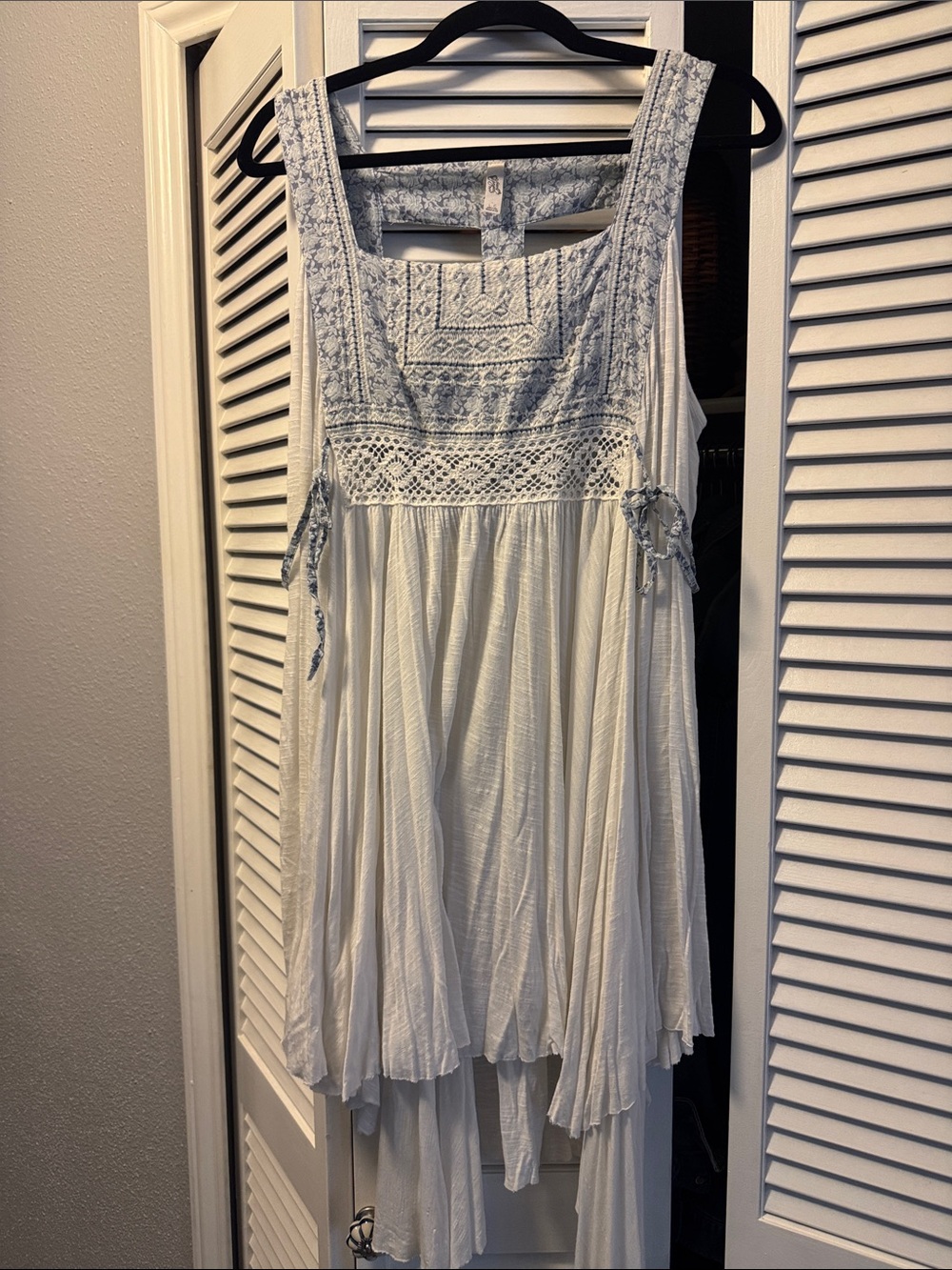 Free People Ivory Crochet-Trim Gauze Sundress